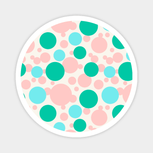 Green, blue and pink circles over beige Magnet